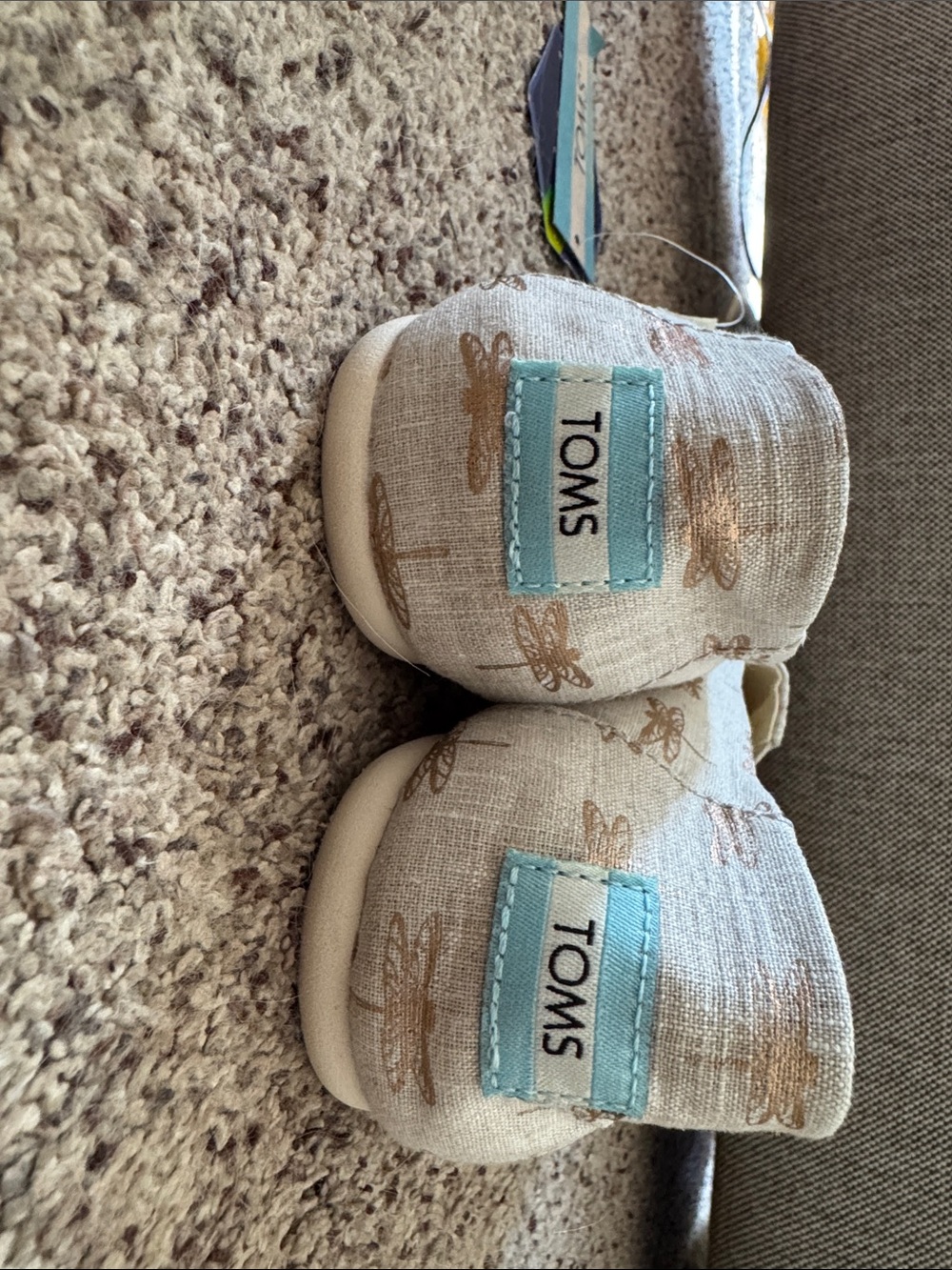 TOMS Beige Dragonfly Canvas Slip-Ons - Picture 2 of 5